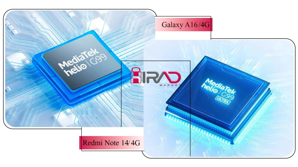 مقایسه سامسونگ a16 با شیائومی نوت ۱۴ در عملکرد پردازنده ها